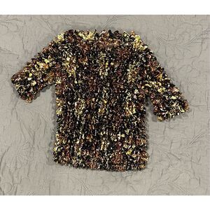 One Size Popcorn Shirt Super Stretch Bubble Y2K S M L XL Gold Brown